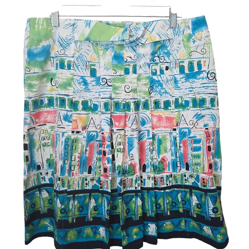 Good Clothes Collections Skirt Size 16 Pleated Multicolor City Print Preppy